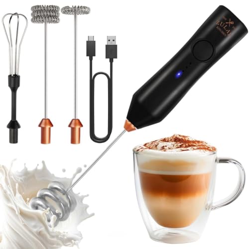 Rechargeable Milk Frother Handheld (Zulay Dynamic Black & Copper / Rechargeable Z1 Motor Max)