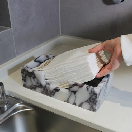 Natural Calacatta Viola Marble Napkin Holder 9.8"x4.9"x2.8" (9.8" × 4.9" × 2.8" - Guest Towel Calacatta)