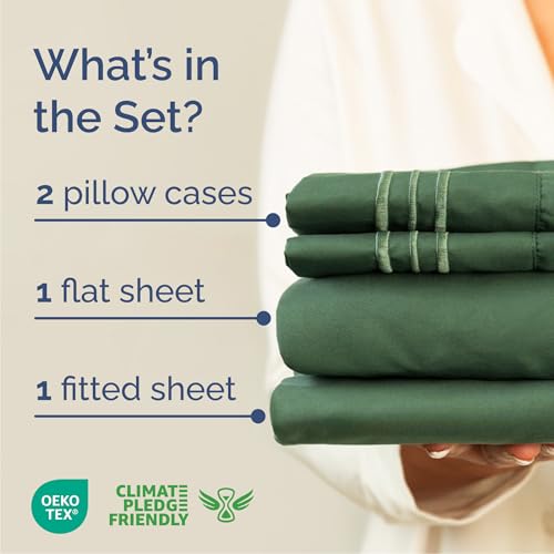 Queen Size 4 Piece Sheet Set (17 - Emerald Green / Queen)