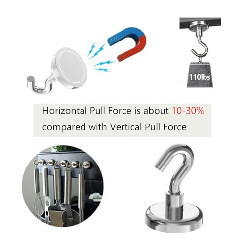 Heavy Duty Magnetic Hooks with 1.25"Dia Magnetic Base (8 Count)