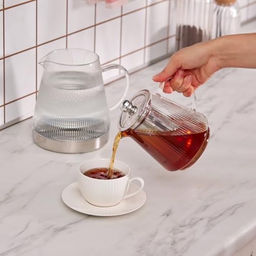 Keops XL Borosilicate Glass Teapot with Infuser and Lid for Stovetop (XL / Silver Transparent)