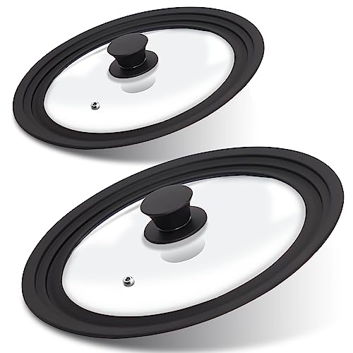 Tempered Glass Lid Set of 2 (Fit 6.5" to 11" Cookware (2 Pcs))