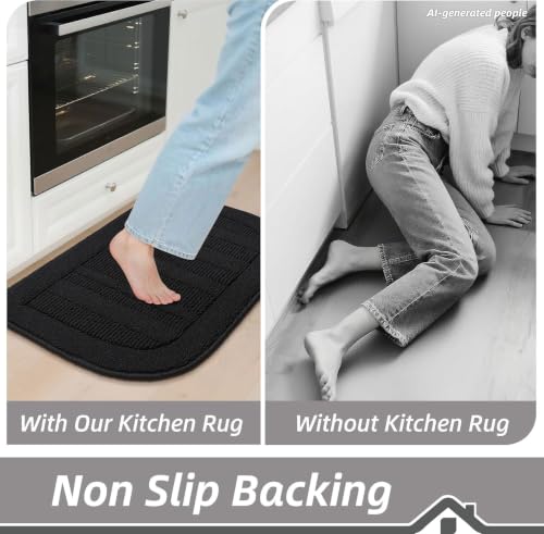 24x40 Inch Kitchen Rugs Non Slip Washable Kitchen Sink Rug (24" x 40" (Semicircular) / Black)