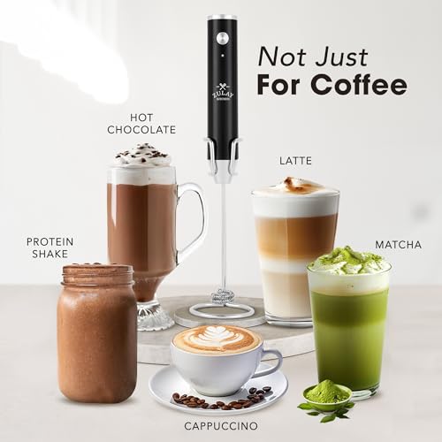 Rechargeable Milk Frother Handheld (Alpha Black / Rechargeable Z1 Motor Max)