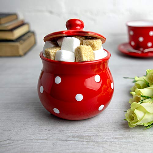 Ceramic Sugar Bowl with Lid (Red)
