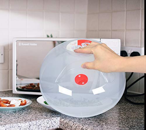 Large Microwave Cover for Food Easy Grip Microwave Splatter Cover Guard Lid with Steam Vent and BPA Free & 11.5 Inch (Red)