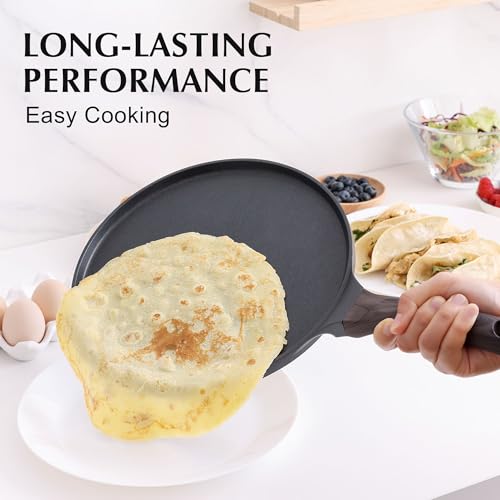 12 Inch Nonstick Crepe Pan Granite Coating Pancake Pan Black (Black / 12 Inch)