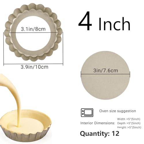 Mini Tart Pan 12PCS (4*0.7Inch)