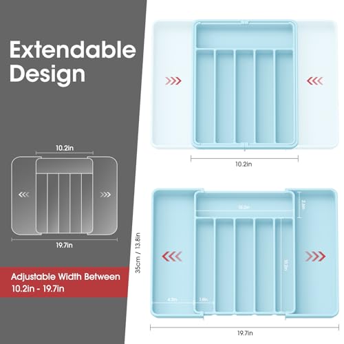Silverware Drawer Organizer (Large / Blue)