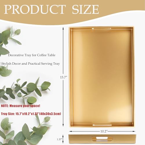 Gold Decorative Serving Tray with Handles (Gold)