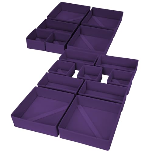 Drawer Organizer Clothes (Purple / 15 Pack)