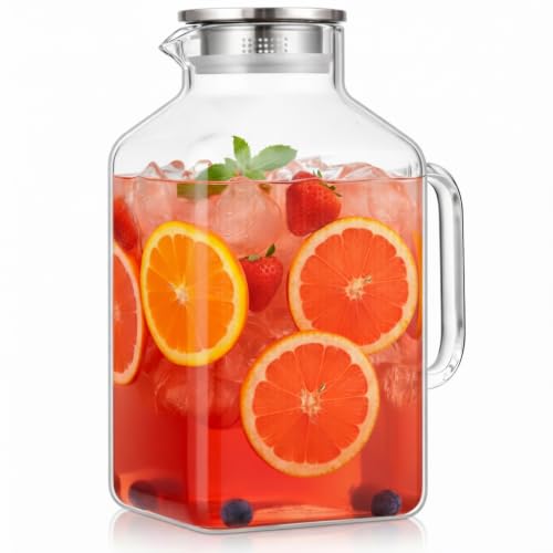 Glass Pitcher with Lid and Spout (121.7 Ounces)
