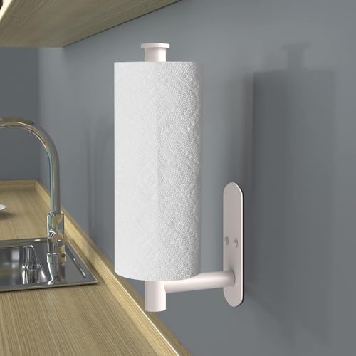 Adhesive Paper Towel Holder Under Cabinet Wall Mount for Kitchen Paper Towel (Brown / 1 Pack)