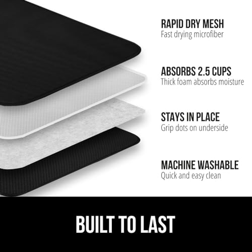 Ultra Absorbent Microfiber Dish Drying Mat (18" x 24" (2 Pack) / Microfiber / Black)