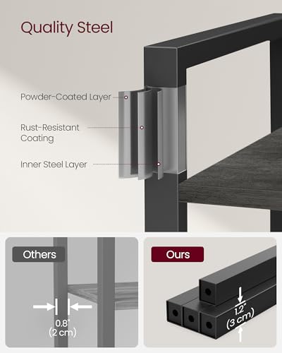 4 Tier Bookshelf (Charcoal Grey + Ink Black / 4 Tiers (11.8"D x 26"W) / Without Back Panels)