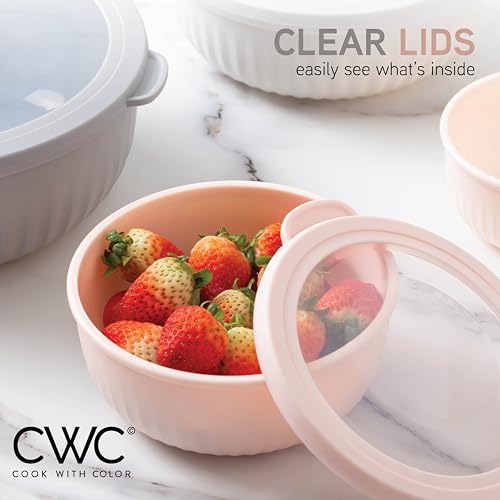 Prep Bowls with Lids (Grey/Pink / 8 Piece Set - Wide Bowls)