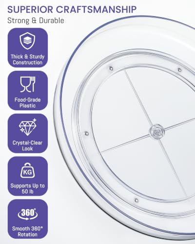 2 Pack 10 Inch Clear Acrylic Lazy Susan 360° Turntable Organizer Spice Rack (2 Count)