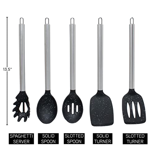 Silicone Cooking Utensils (Speckled Black / 5 Pieces)