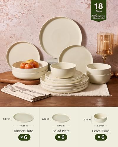 Milkyway 18 Piece Stoneware Dinnerware Set (Almond Milk / Service for 6 (Standard Dinner Set))
