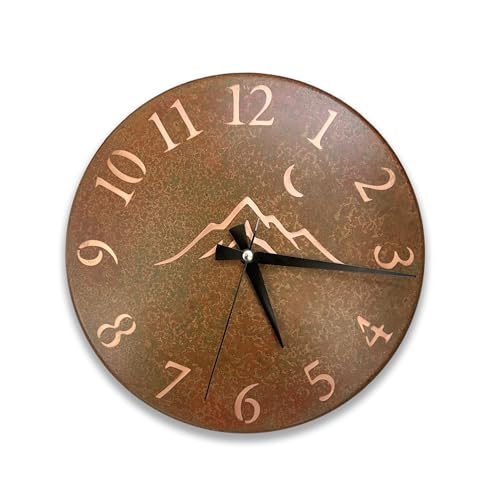 Handmade Pure Copper Wall Clock for Home Decoration (Rusty Landscape / 17.7)