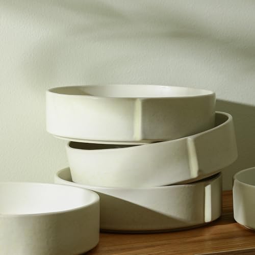 Bao 4 Piece Pasta Bowl Set Stoneware (Beige / 4-Piece - Pasta Bowl)