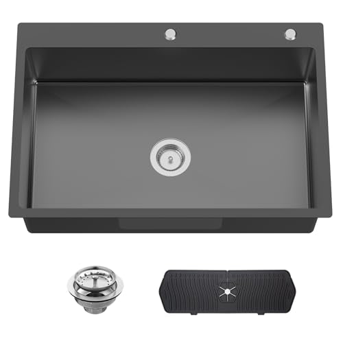 Black 33x22In Drop In Kitchen Sink (33x22 Black)