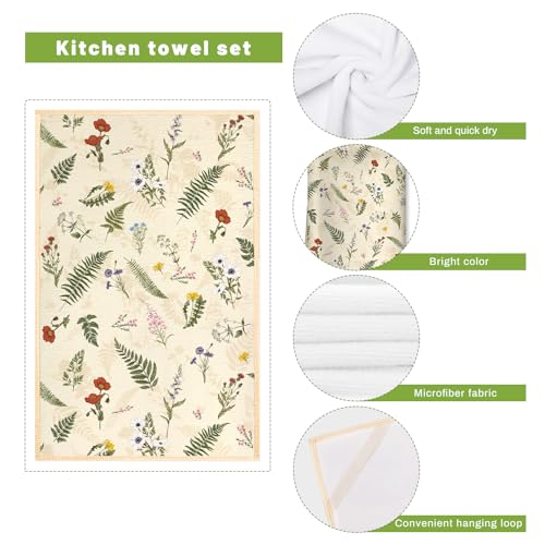 Rustic Flower Kitchen Towels and Oven Mitts Set 4Pcs (Flower)