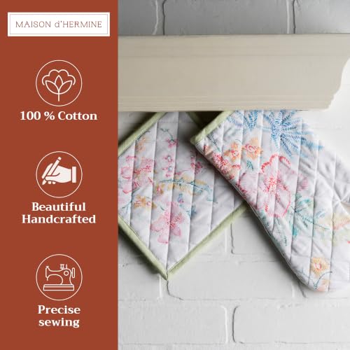 100% Cotton Oven Mitt & Pot Holder Set (102 - Paradise Island / 7.5" x 13" & 8" x 8" (Oven Mitt & Pot Holder))