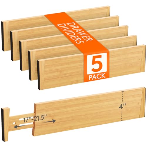 4" High Dresser Drawer Dividers (4"H, 17-21.5"L)