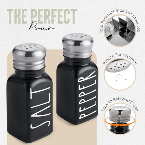 Black Salt and Pepper Shakers Set by Brighter Barns (Black Farmhouse)