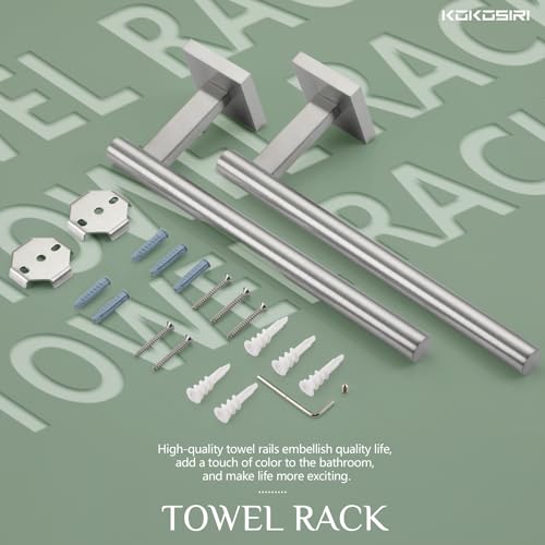 Towel Holder Brushed Nickel Bathroom Accessory Hand Towel Bars Wall Mounted Kitchen Cabinet Paper Holder Stainless Steel 2 Pack (Brushed Nickel / 2 Pack)