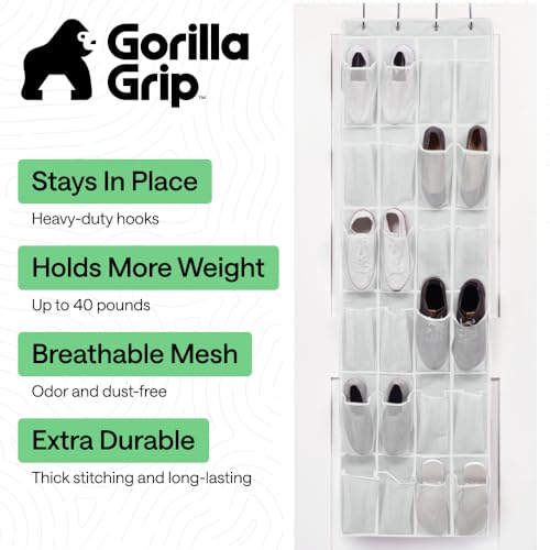Over the Door Shoe Organizer (White / 24 Pockets/4 Hooks)