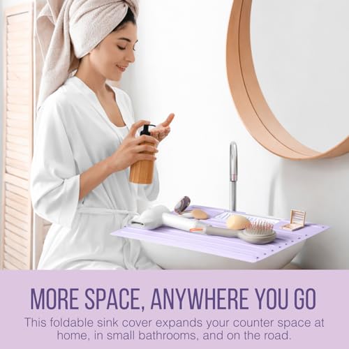 Bathroom Sink Cover for Counter Space (Lavender / Large)