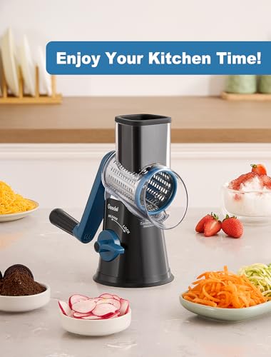Rotary Cheese Grater Hand Crank (Black Blue / 5 Blades)