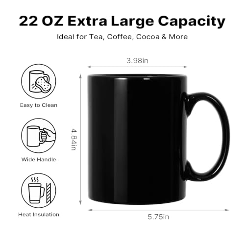 22 oz Large Coffee Mugs (Black)