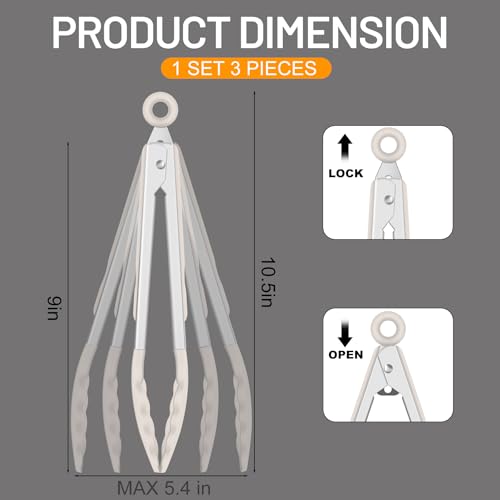 Silicone Kitchen Tongs for Cooking (Khaki)