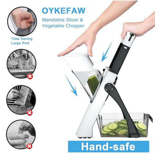 Safe Mandoline Slicer for Kitchen (3rd Gen, Black+Green)