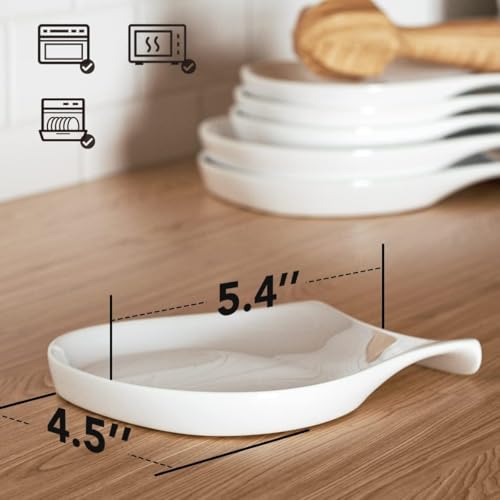 HOMBENE Porcelain Spoon Rest for Kitchen Counter Ceramic Small (4 Count)