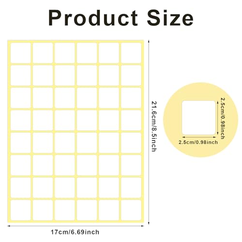 1440 Pcs Blank Date Labels 1" X 1" Labels Stickers for Organizing Square Writable White Labels Food Labels for Jars Boxes File Folders Envelopes School Office Kitchen (1440 Count)