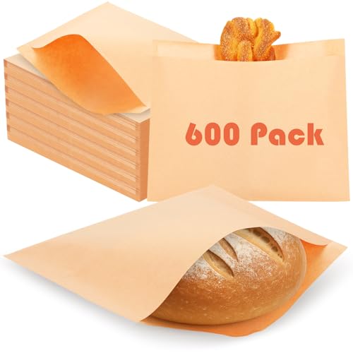 600 Pack Wax Paper Sandwich Bags 8x10 inch Wax Paper Bags (Kraft-600PCS / 8x10 inch)