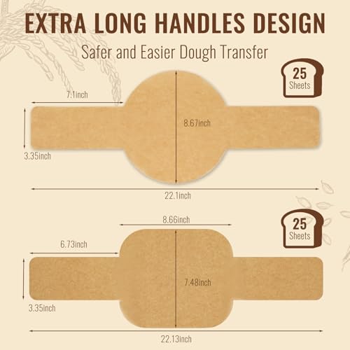 8" Round Sourdough Bread Sling for Dutch Oven 50 Sheets (Unbleached / 50-Round and Oval)