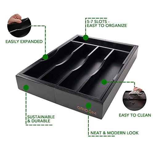 Expandable Bamboo Kitchen Drawer Organizer for Cutlery and Utensils
