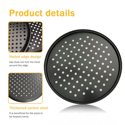 9.5,10,11''Pizza Pan for oven, Round Nonstick Pizza Pans with Holes, Carbon Steel Pizza Baking Tray for Home Kitchen 3 Pack (9.5,10,11 Inch Pizza Pan (3 Piece))