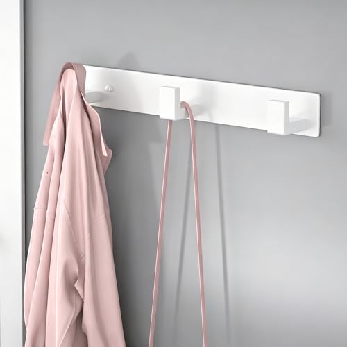 Stainless Steel Wall Coat Rack (White / 3 "L" Hooks, 1PACK)