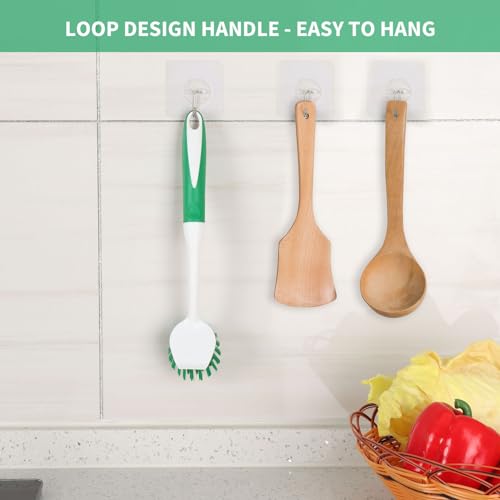 Dish Brush with Handle (Green)