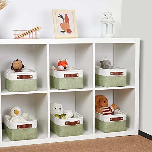Storage Baskets for Shelves (White&Green / XS-12"x8"x5")