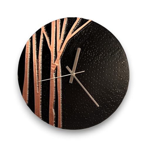 Handmade Copper Wall Clock Artisan Touch in Every Piece (Black Tree of Time / 24)