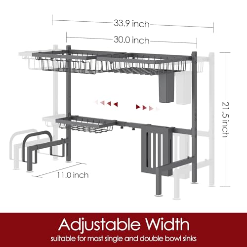 Over The Sink Dish Drying Rack (Gray / Standard - 3 Baskets)