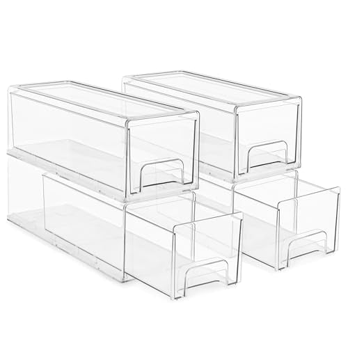 Clear Storage Drawers for Refrigerator & Pantry (4 Pack)