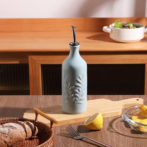 Sweejar Ceramic Olive Oil Dispenser Bottle (Light Blue / 20 oz, Set of 1)